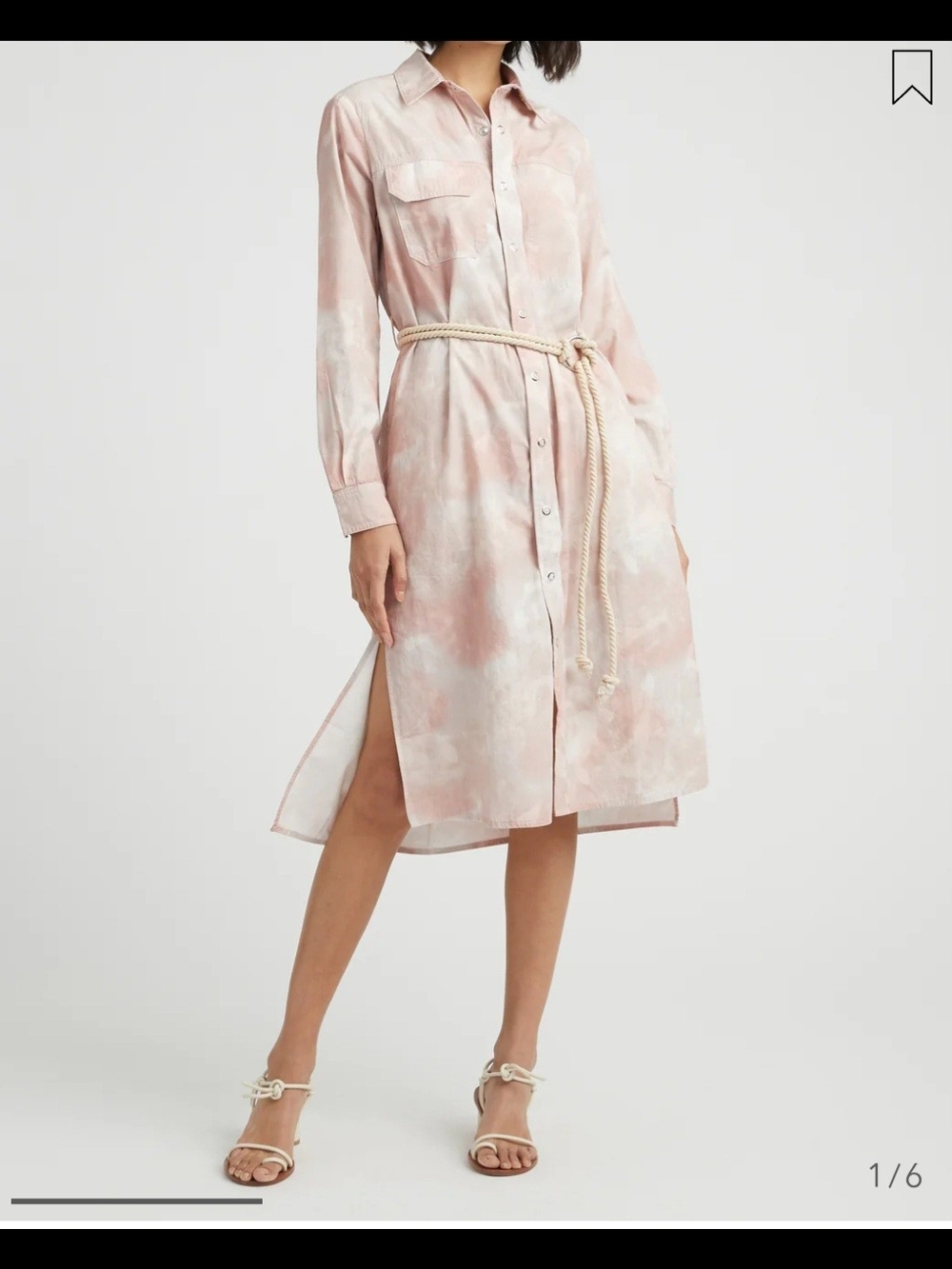 Ag Adriano Goldschmied Pink Taylor  Tie-Dye Button-Front Shirt Dress Sz.M